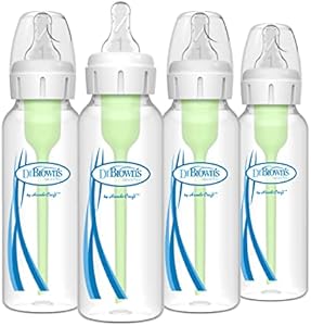 Dr. Brown's Natrual Flow Anti-Colic Options+ Narrow Baby Bottle, 2 oz/60 mL, with Preemie Flow Nipple, 0m+, 4 Bottles Dr. Brown's