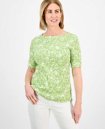 Petite Gram Floral Elbow-Sleeve Tee, Exclusively at Macy's Style & Co