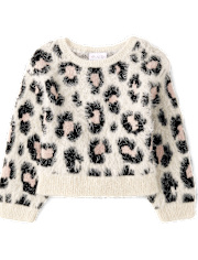 Girls Leopard Eyelash Sweater The Children`s Place