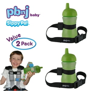 PBnJ Baby SippyPal Sippy Cup Holder Strap Leash Tether (Solid Black 2-Pack) PBnJ Baby