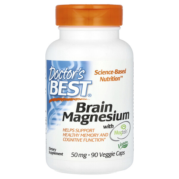 Магний для мозга с Magtein, 50 мг, 90 растительных капсул - Doctor's Best Doctor's Best