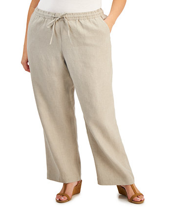 Plus Size Linen Cropped Pants, Created for Macy's Charter Club