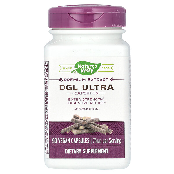 Экстракт корня солодки DGL Ultra, 75 мг, 90 веганских капсул - Nature's Way Nature's Way