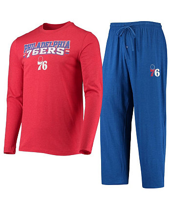 Men's Royal, Red Philadelphia 76ers Long Sleeve T-shirt and Pants Sleep Set Concepts Sport