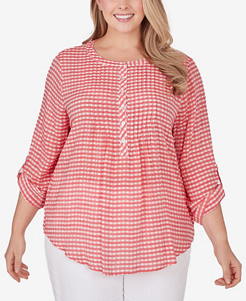 Plus Size Gingham Silky Gauze Top Ruby Rd.