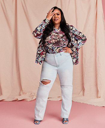 Модные джинсы большого размера с высокой талией и широкими штанинами, созданные для Macy's Nina Parker