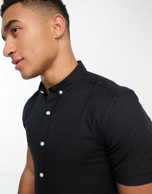 Черная оксфордская рубашка с короткими рукавами New Look New Look