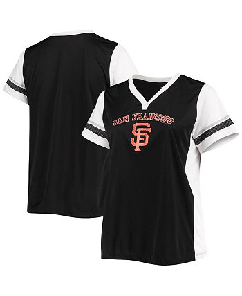 Women's Black and White San Francisco Giants Plus Size V-Neck Jersey T-shirt Profile