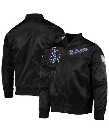 Мужская черная атласная куртка Los Angeles Dodgers с надписью Wordmark Full-Snap Pro Standard