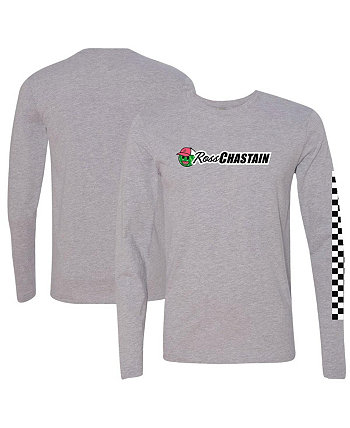 Мужская серая футболка с длинным рукавом Ross Chastain Melon Man Checkered Flag Sports