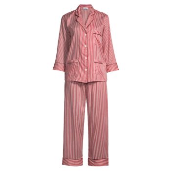Полосатый хлопковый пижамный комплект из двух предметов Pour Les Femmes