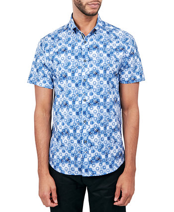 Мужская рубашка на пуговицах с геометрическим рисунком без железа Performance Society of Threads