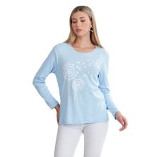 Long Sleeve Scoop Neck T-Shirt for Women in Dandelion Print WEAR SIERRA