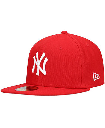 Мужская красная приталенная кепка New York Yankees Logo White 59FIFTY New Era