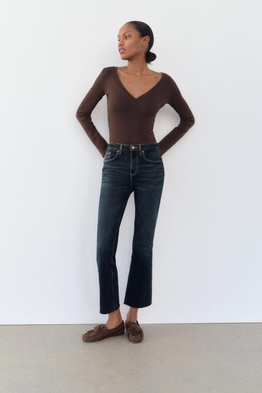 Женские Укороченные джинсы ZARA FLARED CROPPED HIGH WAIST ZARA