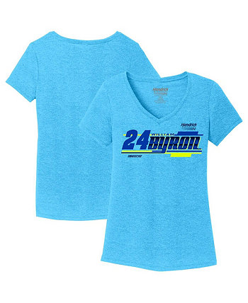 Женская синяя футболка с v-образным вырезом William Byron Tri-Blend Hendrick Motorsports Team Collection