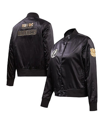 Женская черная университетская куртка с длинными кнопками из глэм-атласа Dallas Mavericks Pro Standard