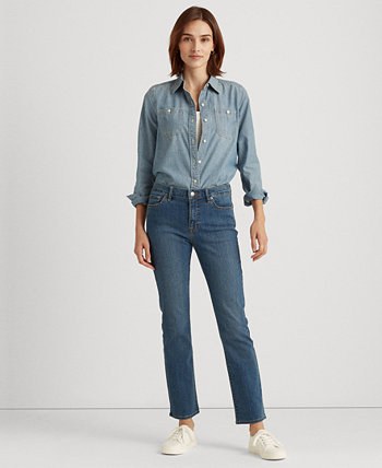 Прямые джинсы Petite со средней посадкой, миниатюрные и миниатюрные короткие платья Ralph Lauren