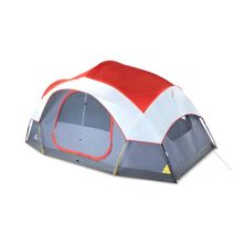 Outbound 8 Person 3 Season Easy Up Camping Dome Tent with Rainfly & Bag, Red Outbound