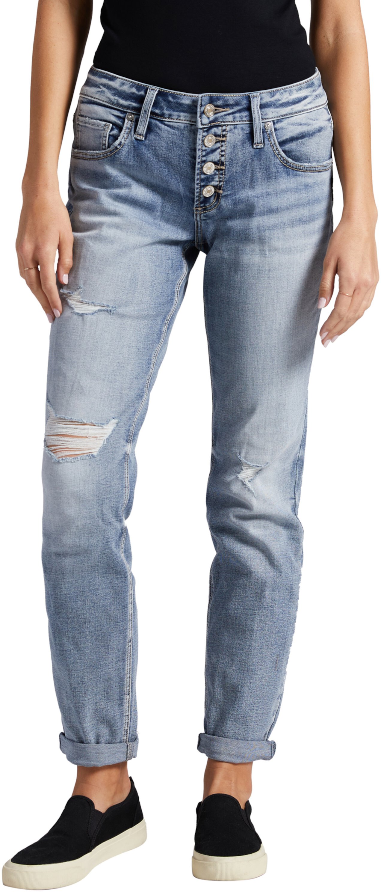 Узкие джинсы бойфренда со средней посадкой L27161ECF295 Silver Jeans Co.