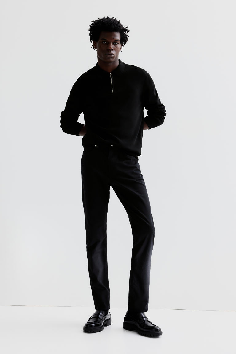 Узкие брюки из хлопкового саржи H&M для мужчин H&M