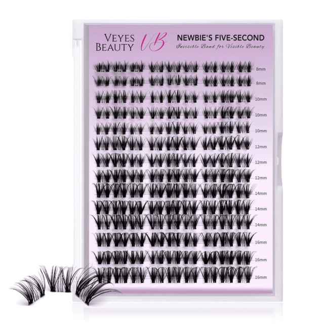 Клейкие накладные ресницы DIY Whisper Cluster Lashes 3D 40D, смешанная длина, 14 рядов, до 16 мм Veyesbeauty