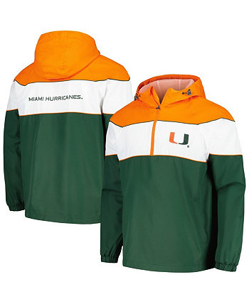 Мужская зеленая куртка с капюшоном Miami Hurricanes Center Line и полумолнией реглан G-III Sports