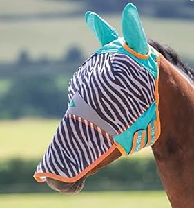 Shires Horse Fine Mesh Zebra Fly Mask with Ears and Nose (Cob) Shires