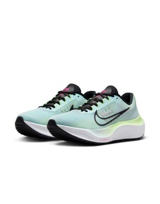 Nike Running Zoom Fly 5 sneakers in light blue and green Nike