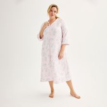 Длинный стеганый халат на молнии с цветочным принтом Miss Elaine Essentials больших размеров Miss Elaine