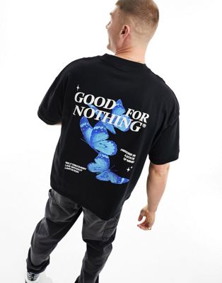 Черная футболка с изображением бабочки на спине Good For Nothing Good For Nothing