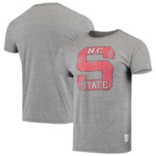 Мужская оригинальная серая футболка в стиле ретро с серебристым покрытием NC State Wolfpack Vintage Logo Tri-Blend футболка Original Retro Brand