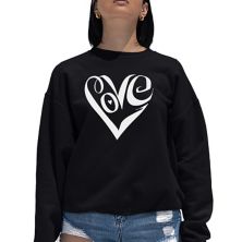 Script Love Heart - Women's Word Art Crewneck Sweatshirt LA Pop Art