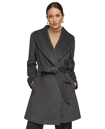 Женское пальто с запахом и шалевым воротником DKNY
