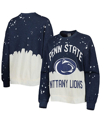 Женский темно-синий пуловер с длинными рукавами и эффектом потертости v Penn State Nittany Lions Twice As Nice Gameday Couture
