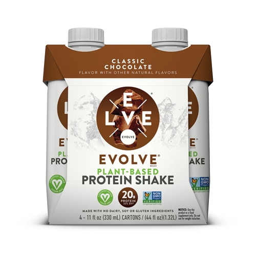 Классический шоколадный протеиновый коктейль на растительной основе Evolve — 11,16 жидких унций EVOLVE