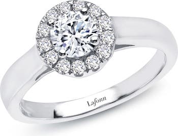 Круглое обручальное кольцо из платинового серебра с имитацией бриллиантового ореола LaFonn