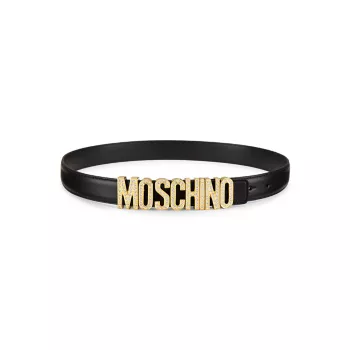 Кожаный ремень с логотипом Moschino