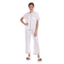 Women's Notch Collar Capri Cotton Blend Pajama Set MEMOI