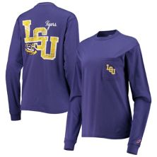 Женская студенческая одежда лиги фиолетовая футболка большого размера с длинным рукавом LSU Tigers Pocket League Collegiate Wear