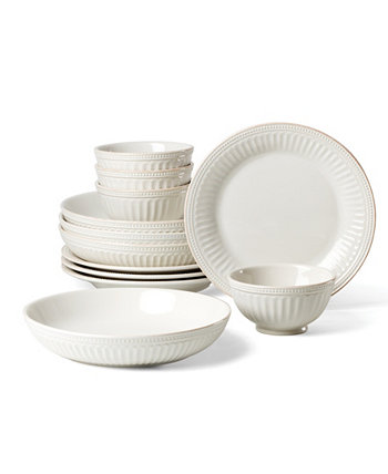 French Perle Groove 12 Pc. Dinnerware Set, Service for 4 Lenox