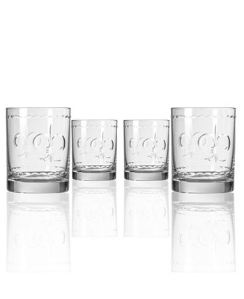Fleur De Lis Double Old Fashioned 14 унций - набор из 4 стаканов Rolf Glass