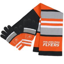 Women's WEAR by Erin Andrews Philadelphia Flyers Stripe Glove & Scarf Set WEAR by Erin Andrews