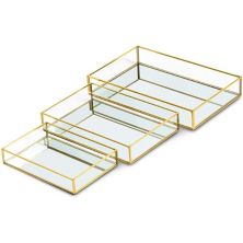 Gold Metal Jewelry Tray Set in 3 Sizes (3 Pack) Juvale