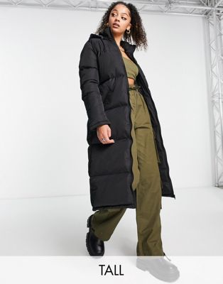 Brave Soul Tall Cello maxi longline puffer jacket in black Brave Soul Tall