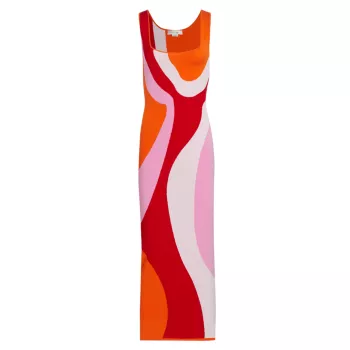 Трикотажное платье макси Sabra с цветными блоками Ronny Kobo