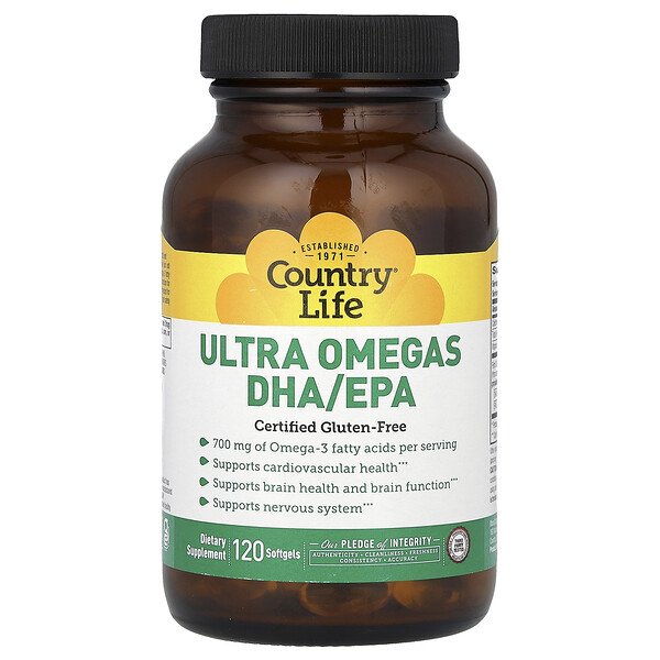 Ultra Omegas DHA/EPA - 700 мг Омега-3 - 120 капсул - Country Life Country Life