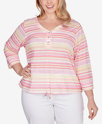 Plus Size Spring Into Action 3/4 Sleeve Top HEARTS OF PALM