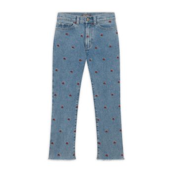 Girl's Emie Embroidered Straight-Fit Jeans DL1961 Premium Denim