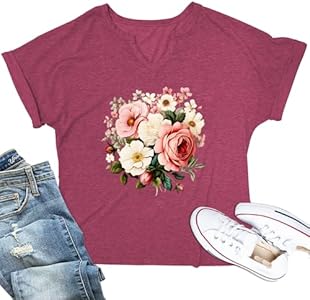 Women Vintage Floral Shirts Women's Boho Wildflowers T-Shirt Flower Graphic Tee Shirts Printed Tshirts Toklorklor